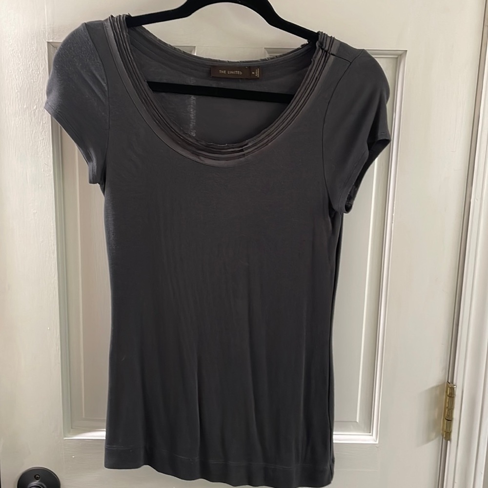 The Limited Dark Gray Silken Edge Top Size M